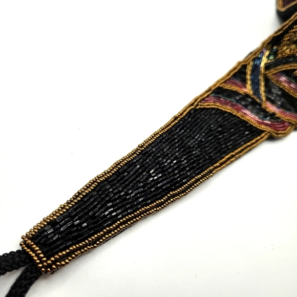 VINTAGE Stunning Hand Made Fully Beaded Adjustable Tie Close Statement Belt - Picture 7 of 7
